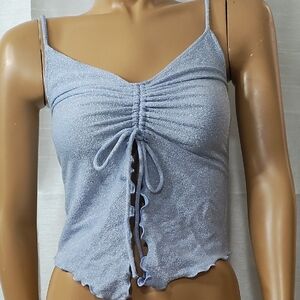 Divided Blue Ruched Crop‎ Camisole
